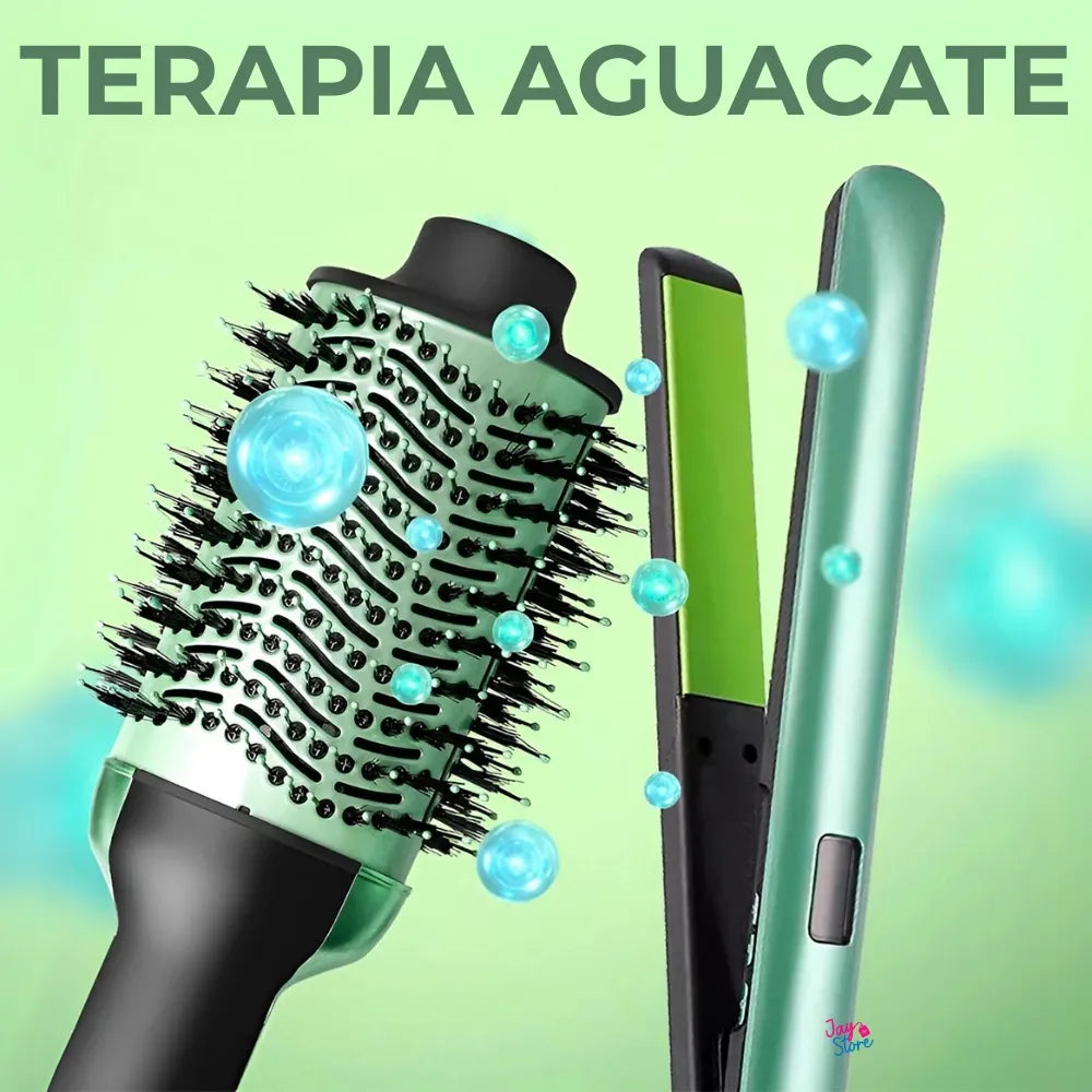 COMBO CEPILLO SECADOR + PLANCHA AGUACATE