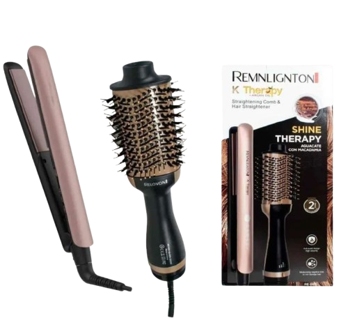 COMBO CEPILLO SECADOR + PLANCHA KERATINA