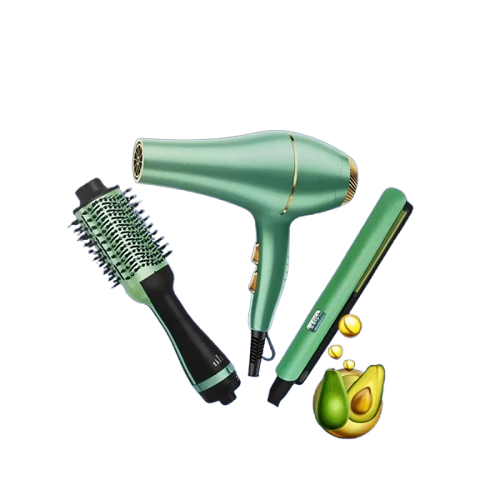 COMBO 3 EN 1 AGUACATE - SECADOR + CEPILLO + PLANCHA DE CABELLO